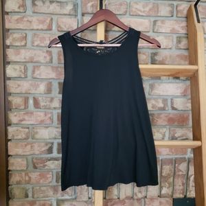 Black Tank with Crochet Back Detail
